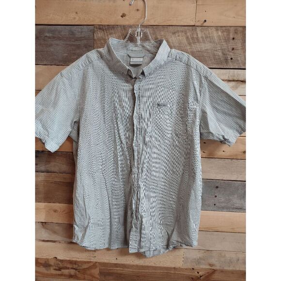 Columbia Men's Large (L) Pale Green Short Sleeve Button Down Shirt Cotton Blend - Picture 1 of 3